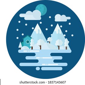 

Winter flat design, depicting a winter atmosphere in an area