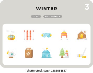 Winter Flat  Icons Pack for UI. Pixel perfect thin line vector icon set for web design and website application.