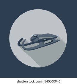 Winter flat illustration: toboggan, ice-skating