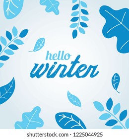Winter flat leaves background template vector illustration. hello winter.