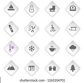 winter flat rhombus web icons for user interface design