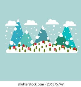 Winter flat vector background