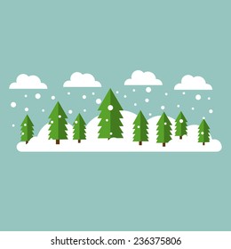 Winter flat vector background