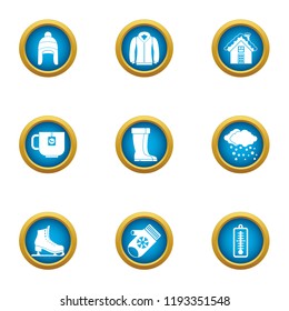Winter flavour icons set. Flat set of 9 winter flavour vector icons for web isolated on white background