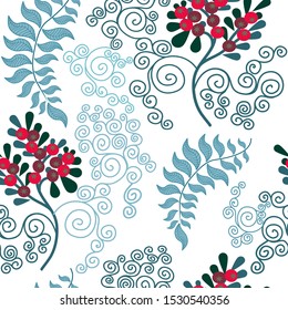 
Winter Flora Christmas Seamless Pattern, Winter Berries Surface Pattern, Winter Vector Repeat Pattern for Home Decor, Textile Design, Fabric Printing, Stationary, Packaging, Wall paper or Background
