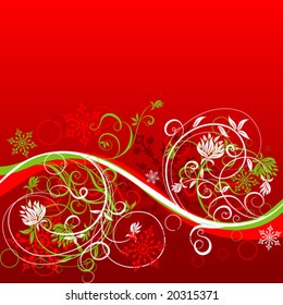 Winter floral background, vector illustration