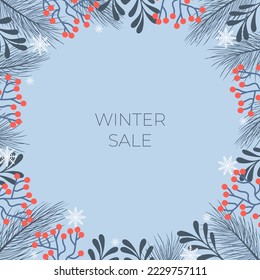winter floral border with place for text