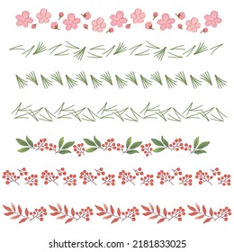 Winter Floral Line Elements Divider Border Stock Vector (Royalty Free ...