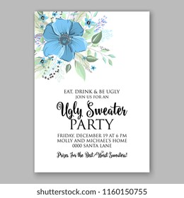 Winter Floral vector background for christmas wedding bridal shower baby shower christening invitation greeting card Poinsettia anemone flower fir evergreen branch wreath