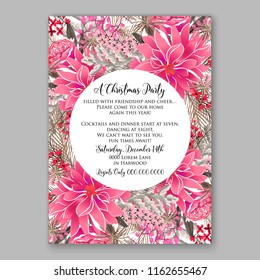 Winter floral vector background for christmas party invitation wedding invitation bridal shower baby shower christening baptism birthday card anniversary poinsettia for winter holiday wreath