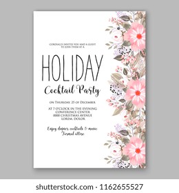 Winter floral vector background for christmas party invitation wedding invitation bridal shower baby shower christening baptism birthday card anniversary poinsettia for winter holiday wreath