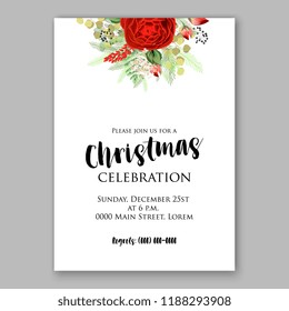 Winter floral vector background for Christmas party invitation