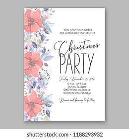 Winter floral vector background for Christmas party invitation 