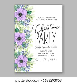 Winter floral vector background for Christmas party invitation 