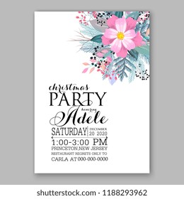 Winter floral vector background for Christmas party invitation