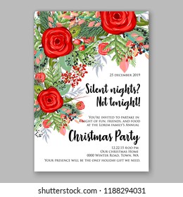 Winter floral vector background for Christmas party invitation