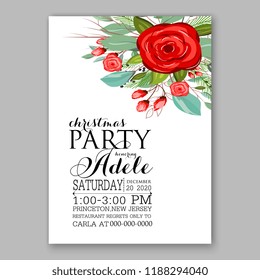 Winter floral vector background for Christmas party invitation