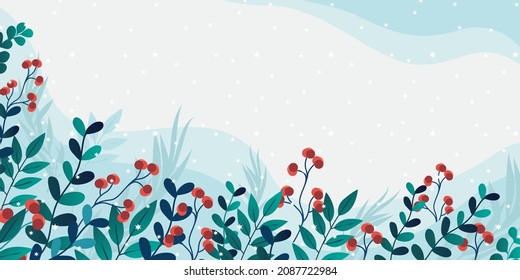 winter floral vector background. winter concept background