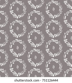 Winter floral wreath pattern