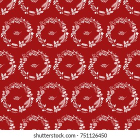 Winter floral wreath pattern