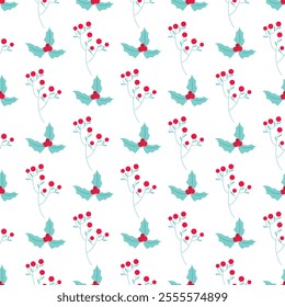 Winter Florals Seamless Vector Pattern Design