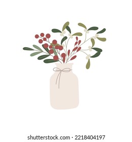 
Winter Florals in der Vase. Vektorgrafik.