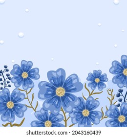 Winter Flower Background - Blue Flower for Winter Seasonal Background Website Banner and Social Media Feed