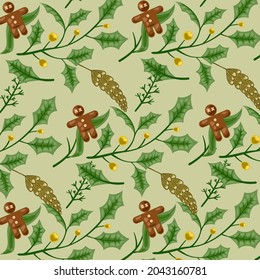 Winter Flower Greenery Background for Greeting Card,Print, and Website Banner- Winter Seasonal, Christmas, New Year Background