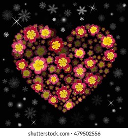 Winter flower heart with 3d effect