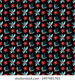 Winterblumen zu Weihnachten nahtloses Vektormuster Design