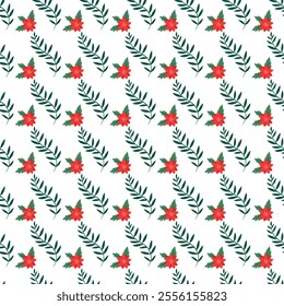 Winter Flowers For Christmas Seamless Vector Pattern Design