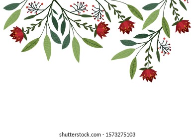 Winter flowers design, Merry christmas season decoration card invitation celebration and holiday theme Vector illustration