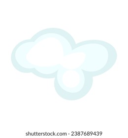 Winter fluffy cloud. Xmas winter air weightless cloud in cartoon style. Festive New Year vector icon isolated on white background for decoration of holiday design
