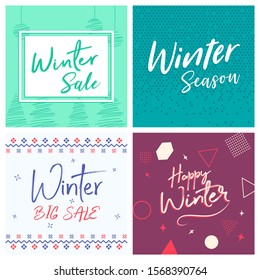 Winter Flyer Banner poster template vector illustration Background greeting card set pack