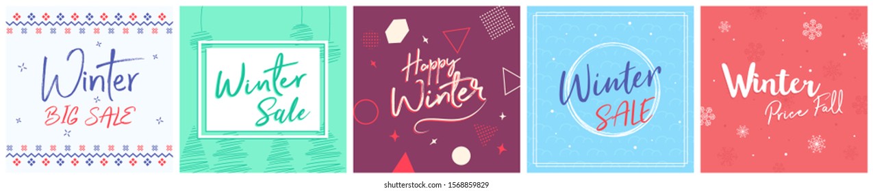 Winter Flyer Banner poster template vector illustration Background greeting card set pack