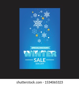 Winter flyer design colorful blue template design 