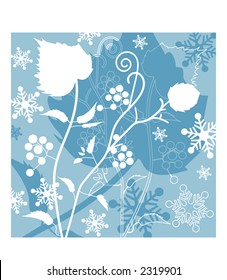 winter foliage with snowflakes