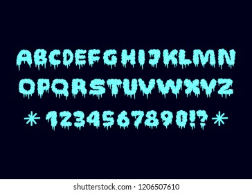 Winter Font. Frozen Type Face. Vector Typography Illustration. Alphabet Design For Logo, Lettering And Prints.