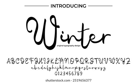 Winter Font Stylish brush painted an uppercase vector letters, alphabet, typeface