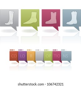 Winter footwear theme icons set covering all kind elegant or warm woman's shoes.