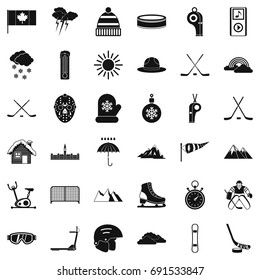 Winter forecast icons set. Simple style of 36 winter forecast vector icons for web isolated on white background