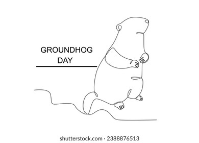 A winter forecaster groundhog. Groundhog day one-line drawing