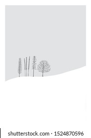 Winter forest abstract print. Trees abstract illustration.
