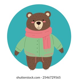 Winter forest animal character concept. Vector flat cartoon graphic design illustration