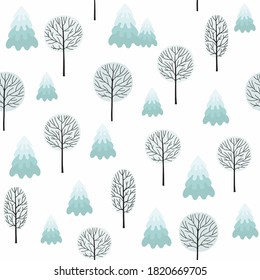 Winter forest background. Seamless pattern for winter and christmas theme.