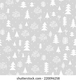 Winter Forest Background.  Seamless Pattern For Winter And Christmas Theme. Vector Illustration. 