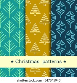 Winter forest background.  Seamless pattern for winter and christmas theme. Vector illustration.