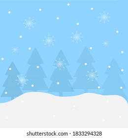 winter forest background with snowflakes and xmas pine trees vector illustration. element for design for winter travelling, sports, holidays - New Year and Christmas