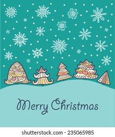 winter forest background with trees - Christmas, New year theme
