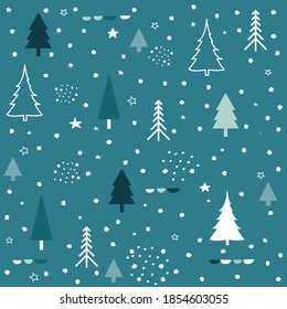 Winter forest. Christmas seamless pattern